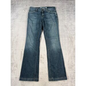 GAP Jeans Women 2 Regular Blue Long and Lean Flare Mid Rise Y2K Denim Dark Wash
